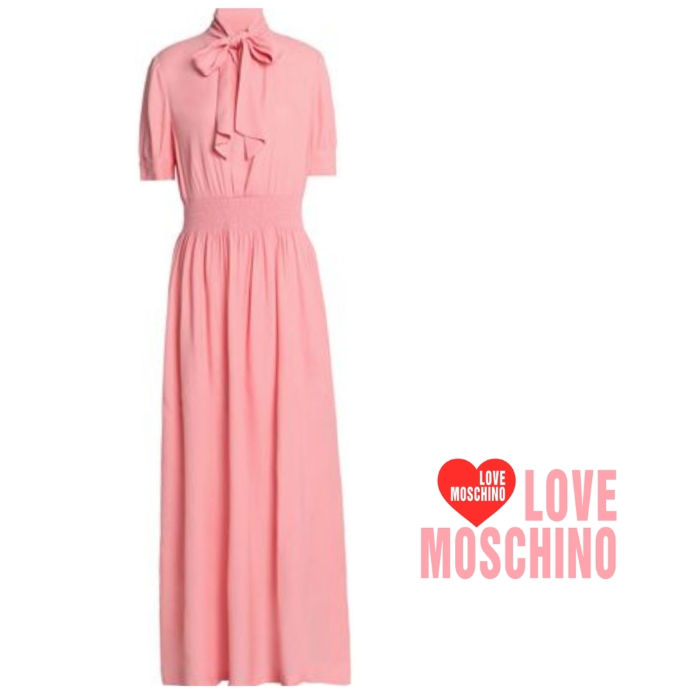 NWT Love Moschino Pussy-bow Crepe Maxi Dress